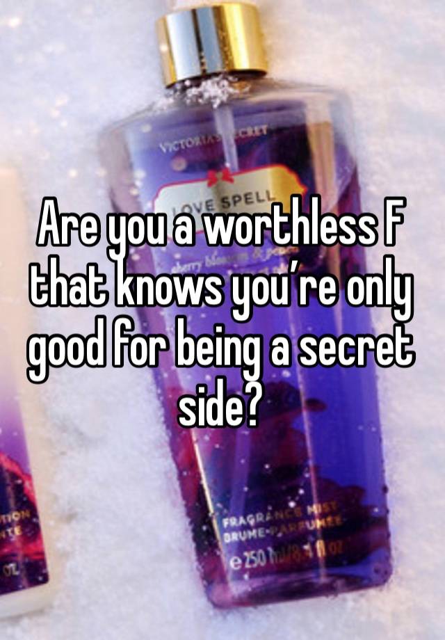 Are you a worthless F that knows you’re only good for being a secret side?