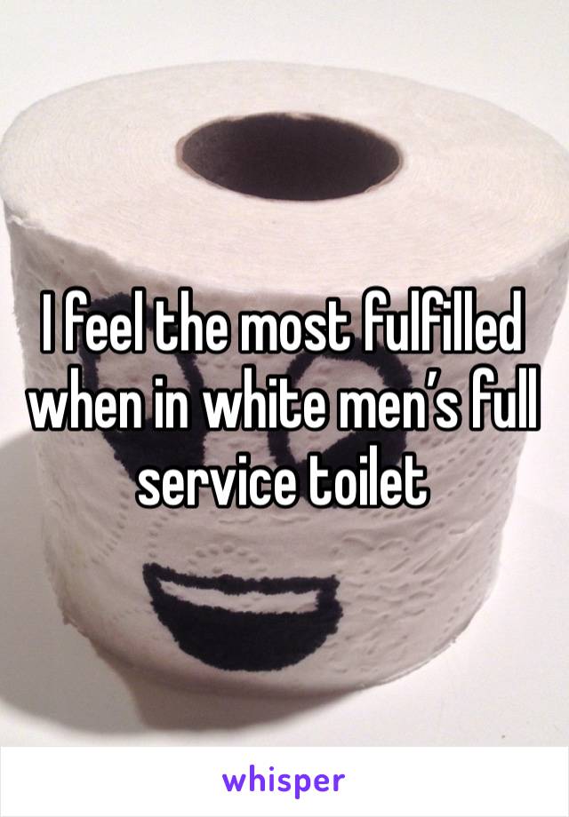 I feel the most fulfilled when in white men’s full service toilet 