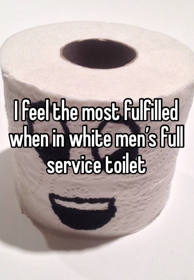 I feel the most fulfilled when in white men’s full service toilet 