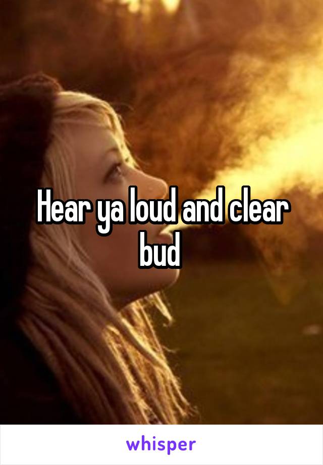 Hear ya loud and clear bud 