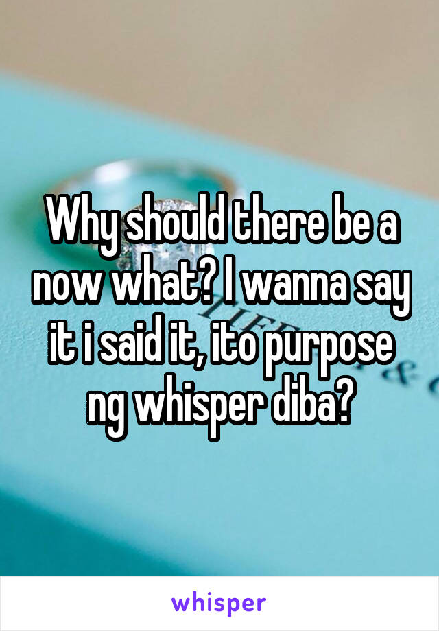 Why should there be a now what? I wanna say it i said it, ito purpose ng whisper diba?