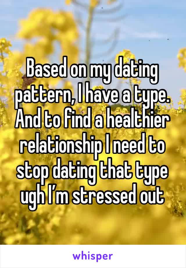 Based on my dating pattern, I have a type.
And to find a healthier relationship I need to stop dating that type ugh I’m stressed out