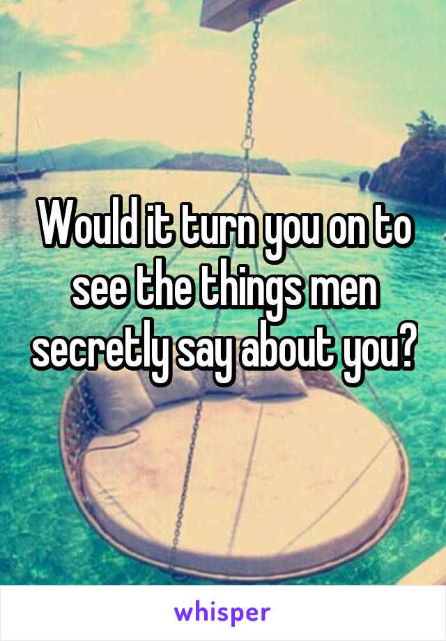 Would it turn you on to see the things men secretly say about you? 