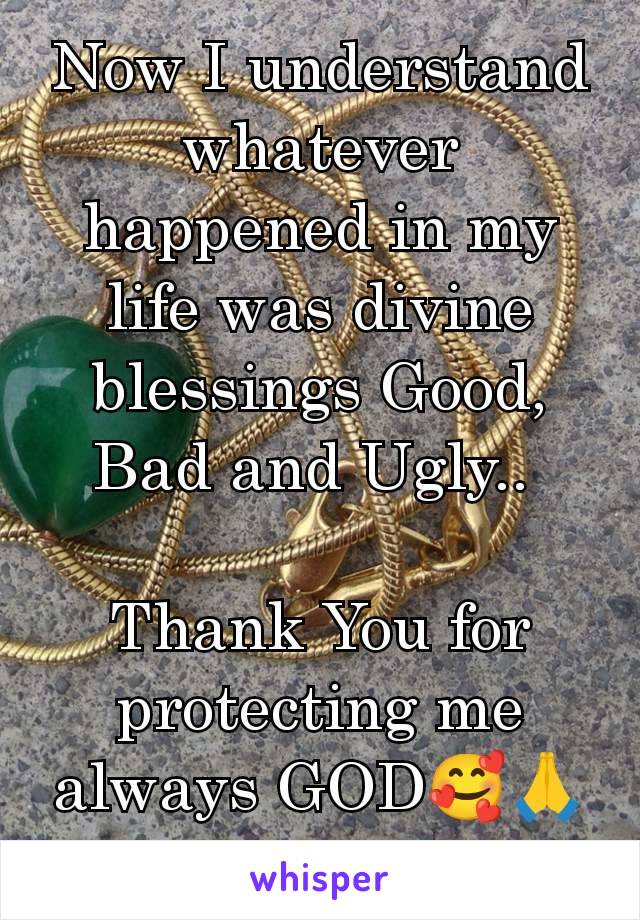 Now I understand whatever happened in my life was divine blessings Good, Bad and Ugly.. 

Thank You for protecting me always GOD🥰🙏