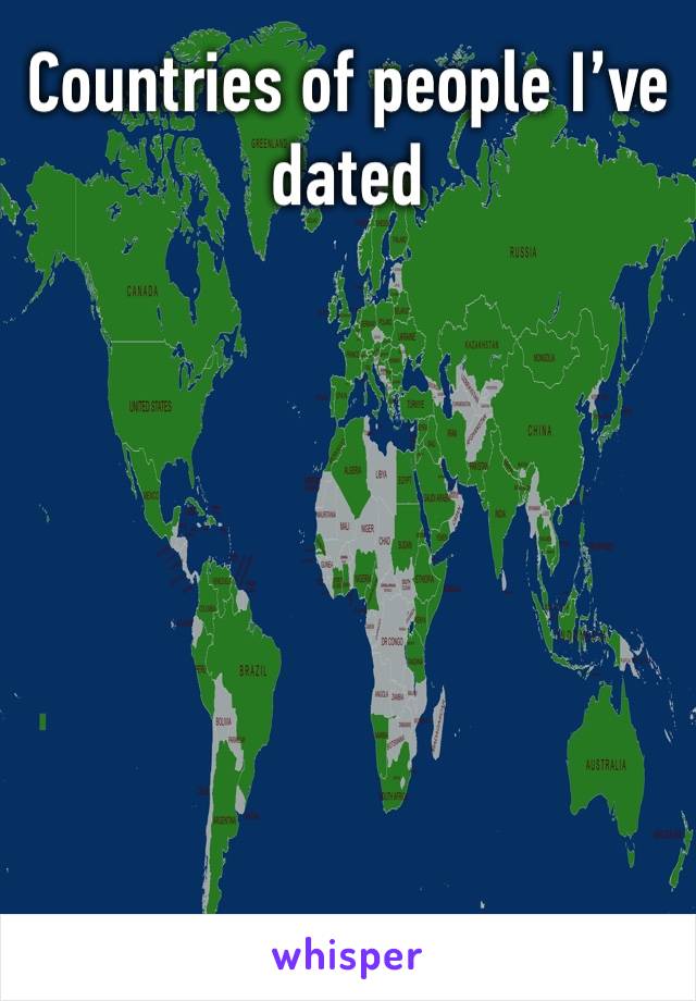 Countries of people I’ve dated 