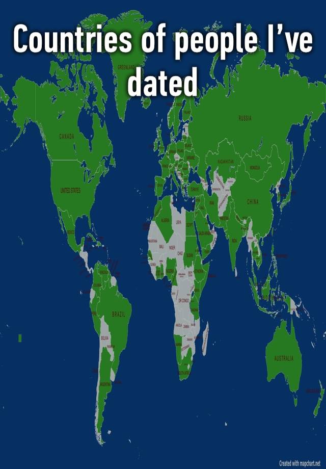 Countries of people I’ve dated 