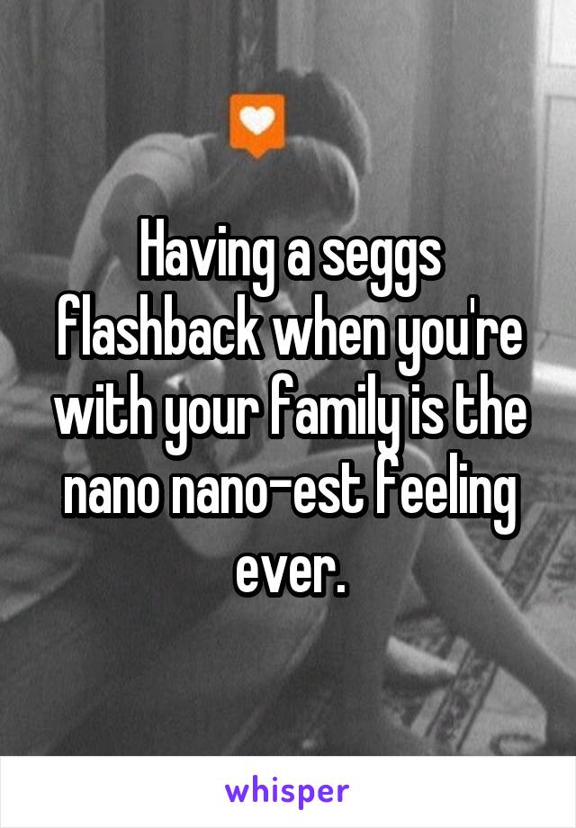 Having a seggs flashback when you're with your family is the nano nano-est feeling ever.