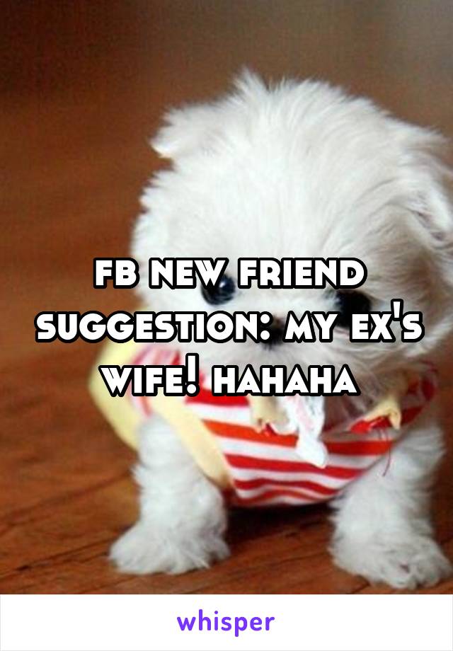 fb new friend suggestion: my ex's wife! hahaha