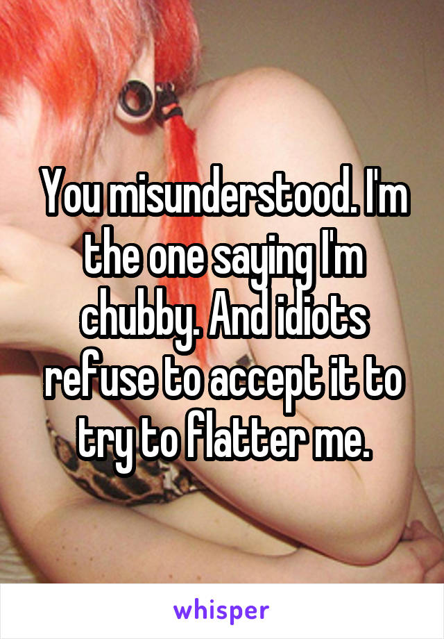 You misunderstood. I'm the one saying I'm chubby. And idiots refuse to accept it to try to flatter me.