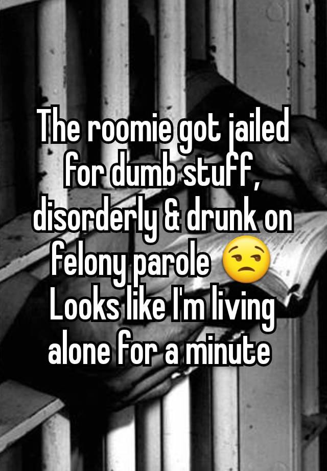 The roomie got jailed for dumb stuff, disorderly & drunk on felony parole 😒
Looks like I'm living alone for a minute 