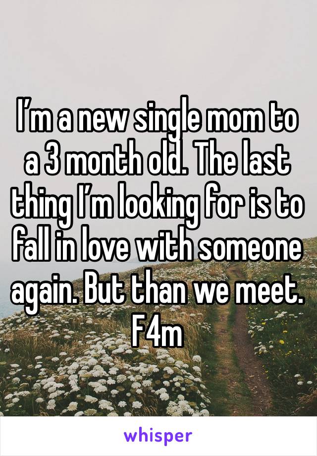 I’m a new single mom to a 3 month old. The last thing I’m looking for is to fall in love with someone again. But than we meet. F4m
