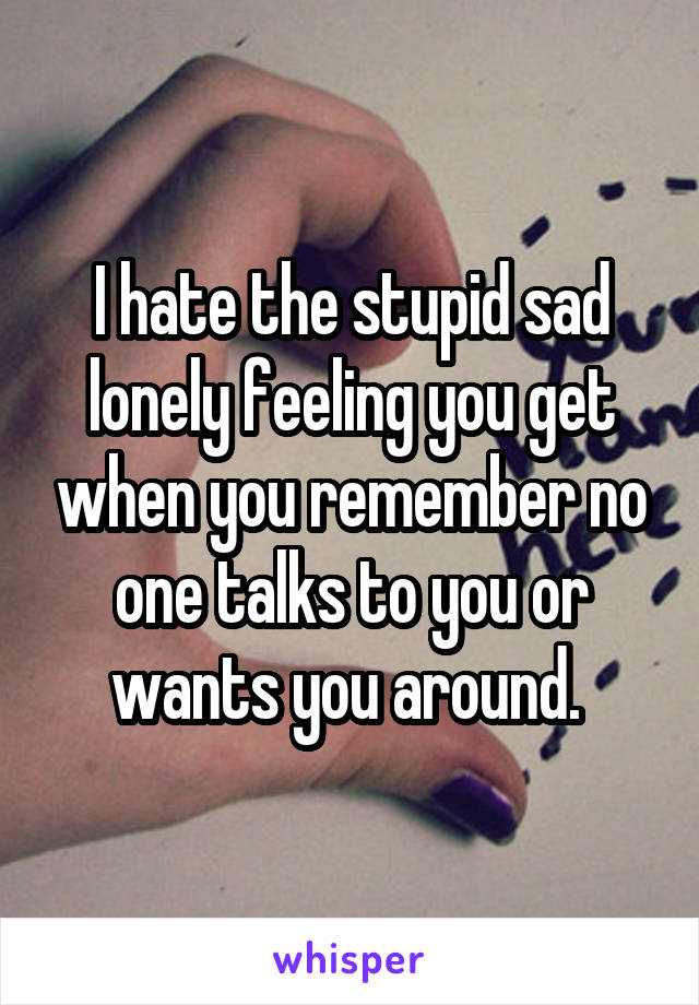 I hate the stupid sad lonely feeling you get when you remember no one talks to you or wants you around. 