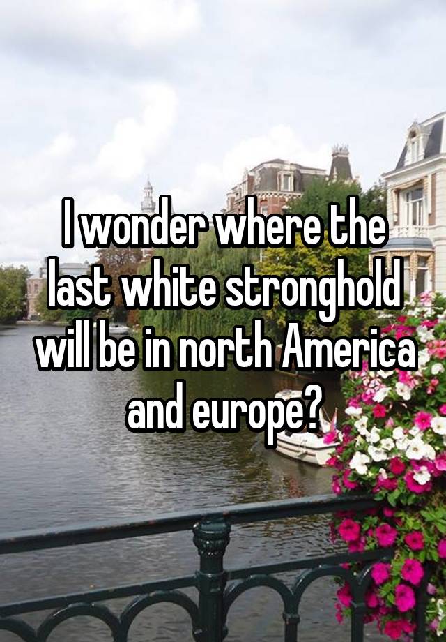 I wonder where the last white stronghold will be in north America and europe?