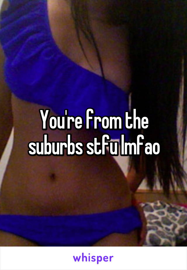 You're from the suburbs stfu lmfao