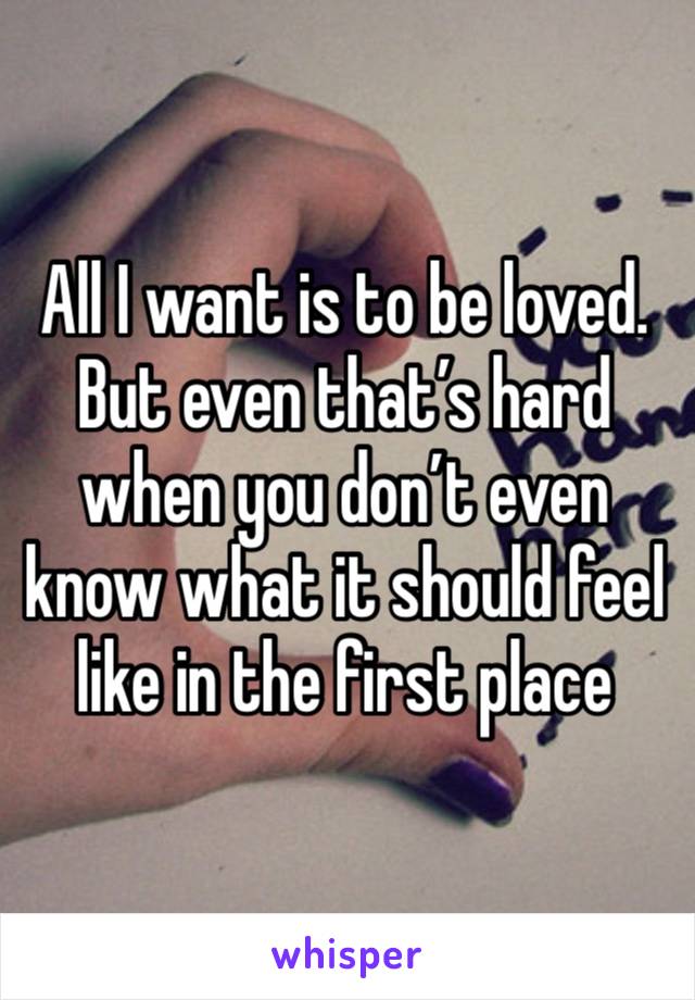 All I want is to be loved. But even that’s hard when you don’t even know what it should feel like in the first place