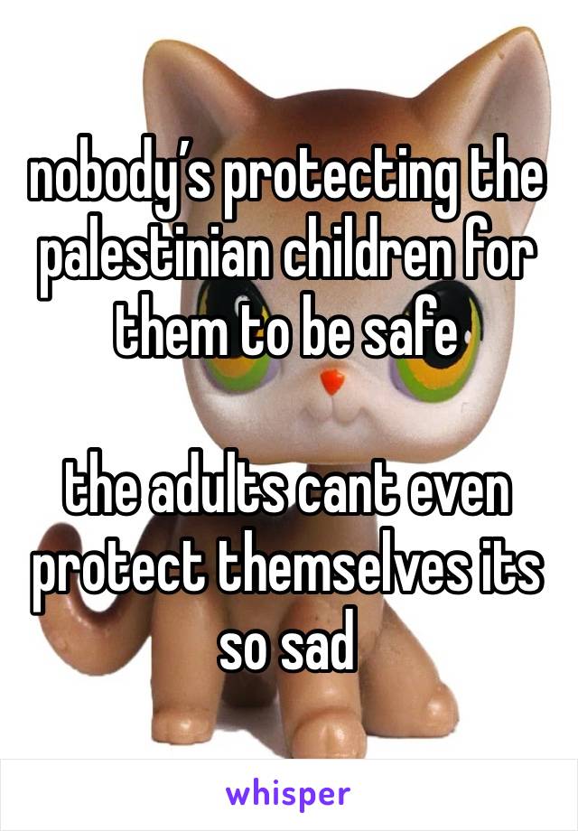 nobody’s protecting the palestinian children for them to be safe

the adults cant even protect themselves its so sad