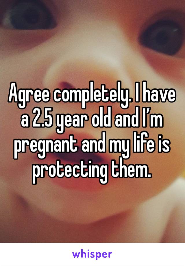 Agree completely. I have a 2.5 year old and I’m pregnant and my life is protecting them. 