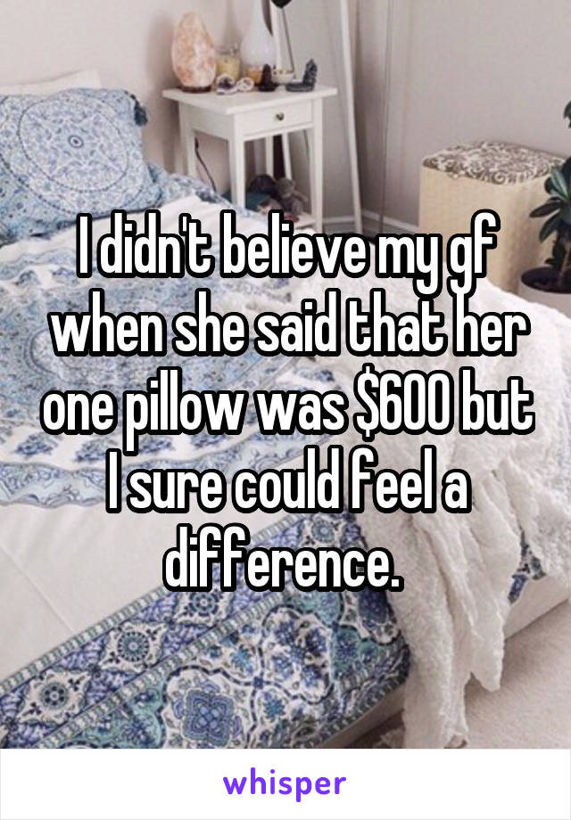 I didn't believe my gf when she said that her one pillow was $600 but I sure could feel a difference. 