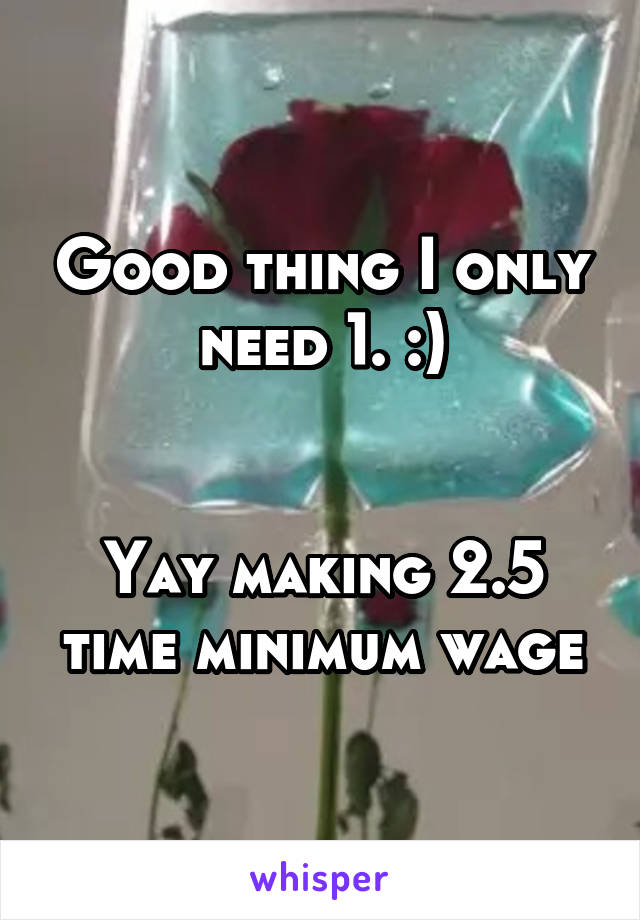 Good thing I only need 1. :)


Yay making 2.5 time minimum wage