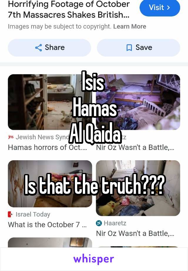 Isis 
Hamas
Al Qaida

Is that the truth???