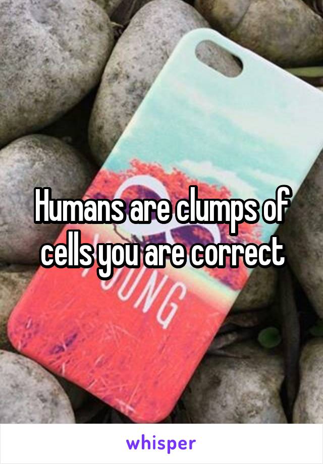 Humans are clumps of cells you are correct