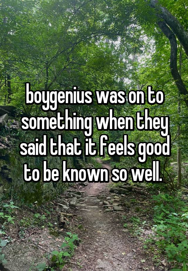 boygenius was on to something when they said that it feels good to be known so well. 