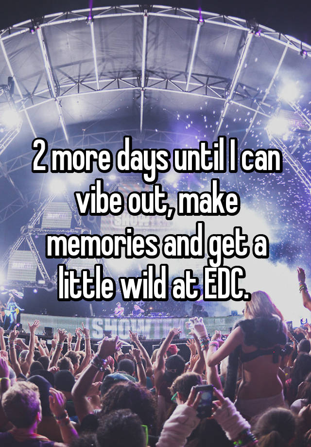 2 more days until I can vibe out, make memories and get a little wild at EDC. 