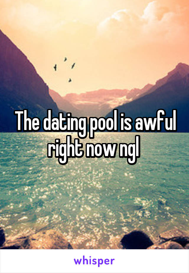 The dating pool is awful right now ngl 