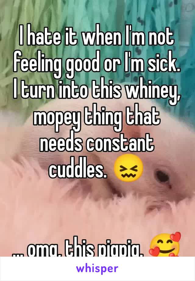 I hate it when I'm not feeling good or I'm sick. I turn into this whiney, mopey thing that needs constant cuddles. 😖


... omg, this pigpig. 🥰