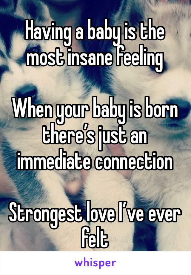 Having a baby is the most insane feeling

When your baby is born there’s just an immediate connection

Strongest love I’ve ever felt 