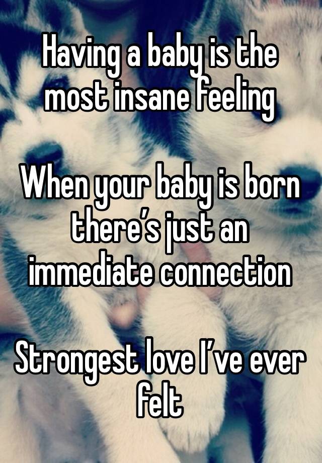 Having a baby is the most insane feeling

When your baby is born there’s just an immediate connection

Strongest love I’ve ever felt 