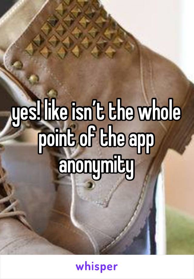 yes! like isn’t the whole point of the app anonymity 