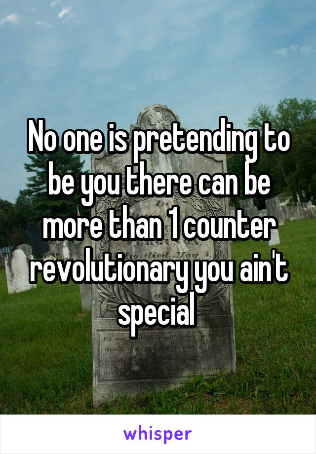 No one is pretending to be you there can be more than 1 counter revolutionary you ain't special 