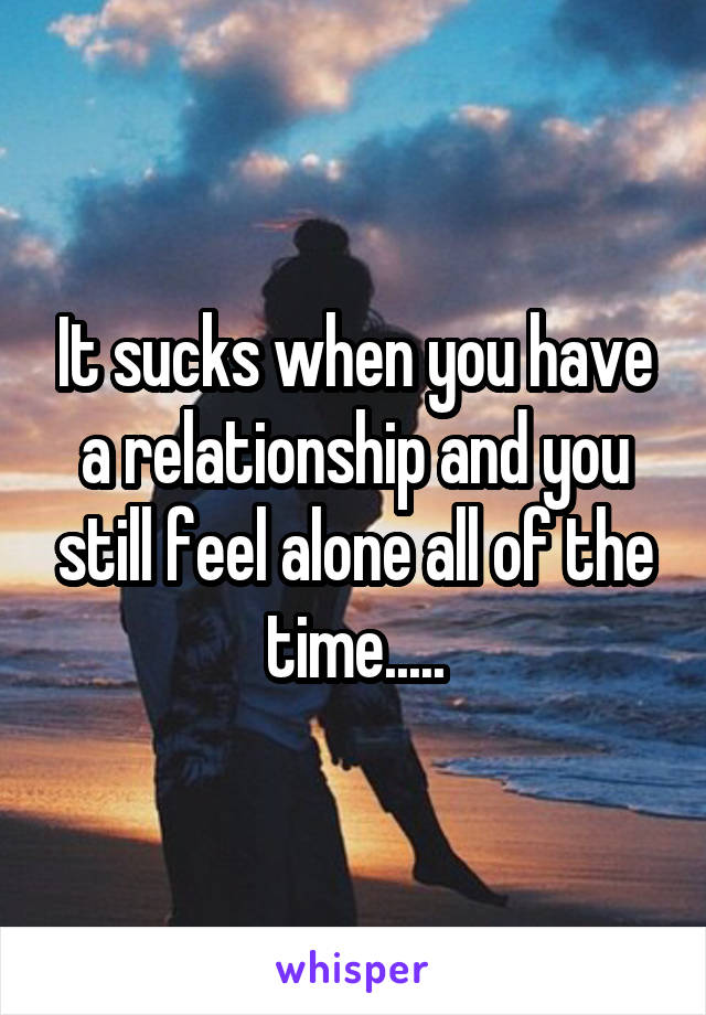 It sucks when you have a relationship and you still feel alone all of the time.....