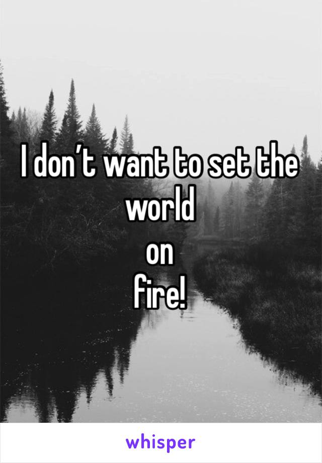I don’t want to set the world
on
fire!