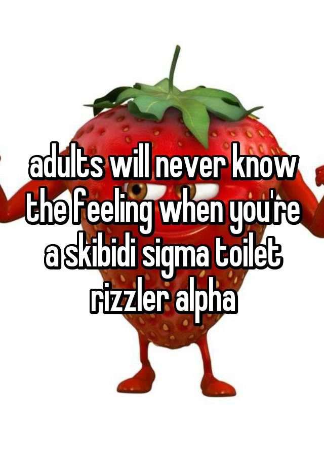 adults will never know the feeling when you're a skibidi sigma toilet rizzler alpha