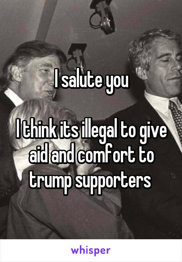 I salute you

I think its illegal to give aid and comfort to trump supporters 