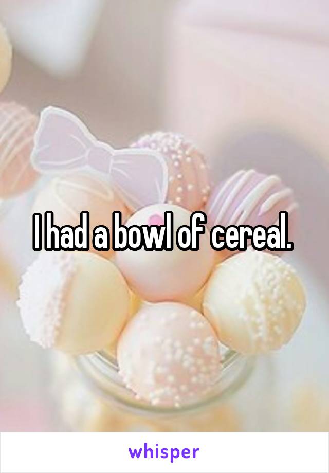 I had a bowl of cereal. 