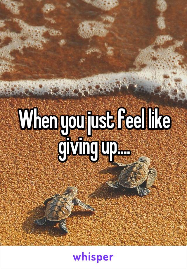 When you just feel like giving up....