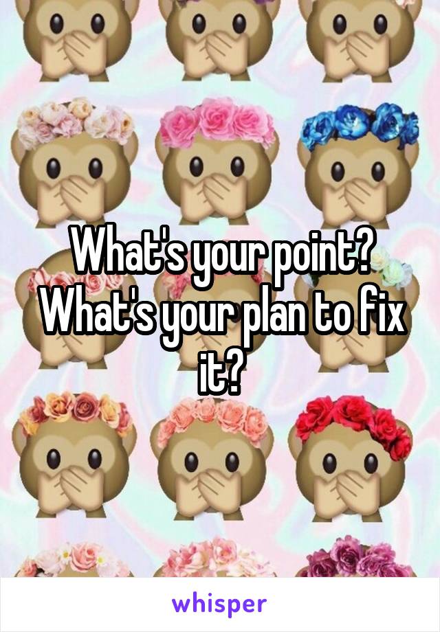 What's your point? What's your plan to fix it?