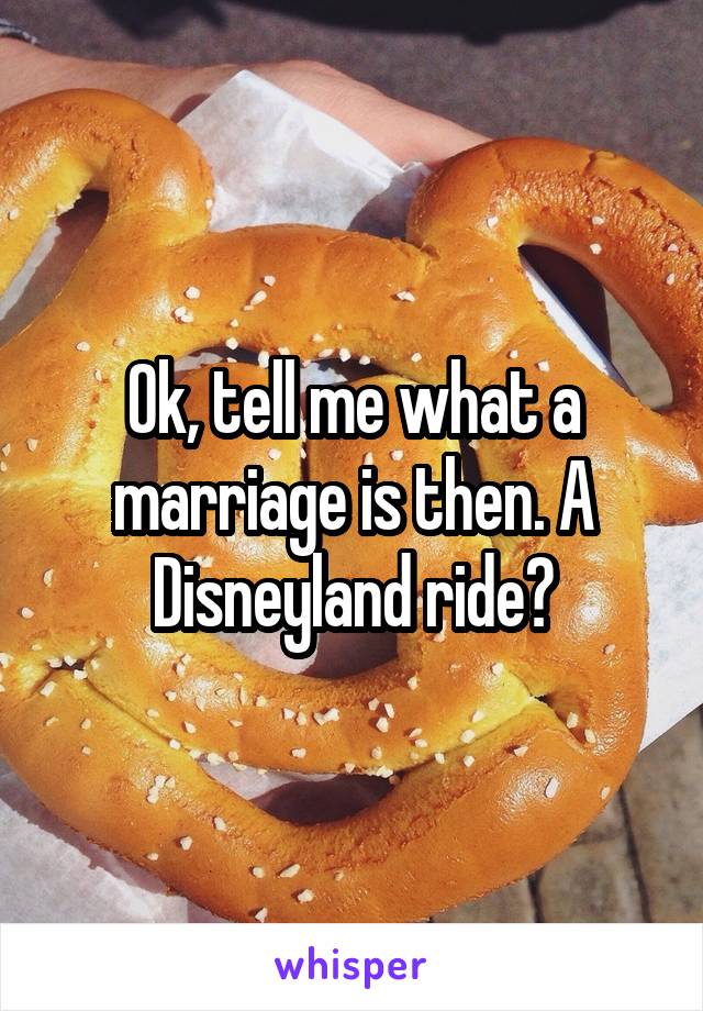 Ok, tell me what a marriage is then. A Disneyland ride?