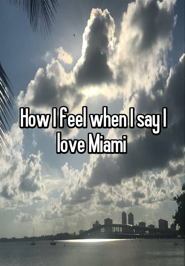 How I feel when I say I love Miami 