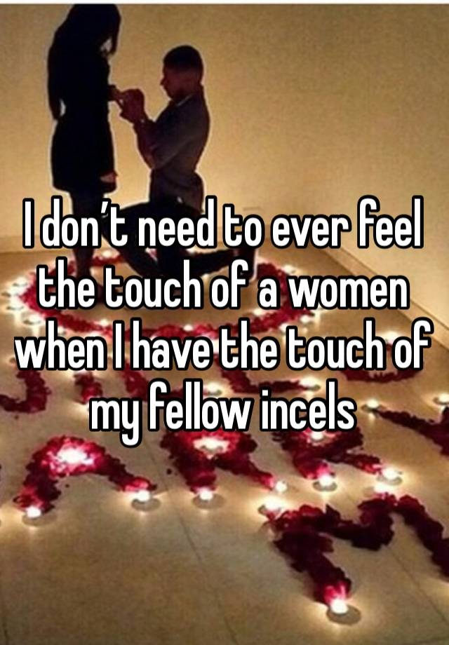 I don’t need to ever feel the touch of a women when I have the touch of my fellow incels