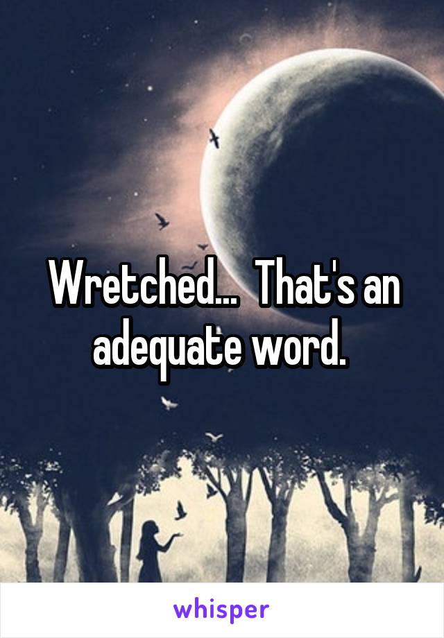 Wretched...  That's an adequate word. 