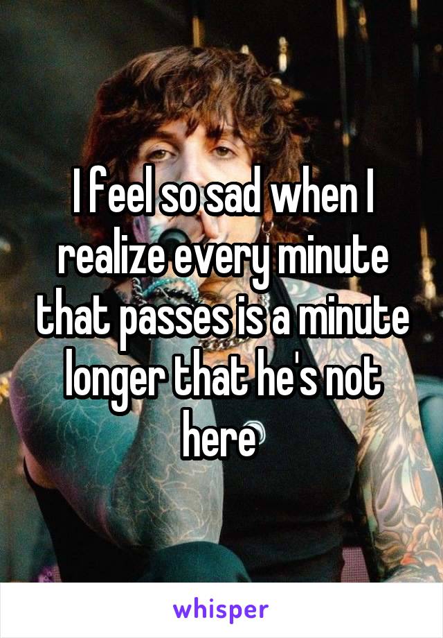 I feel so sad when I realize every minute that passes is a minute longer that he's not here 