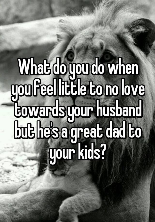 What do you do when you feel little to no love towards your husband but he's a great dad to your kids?