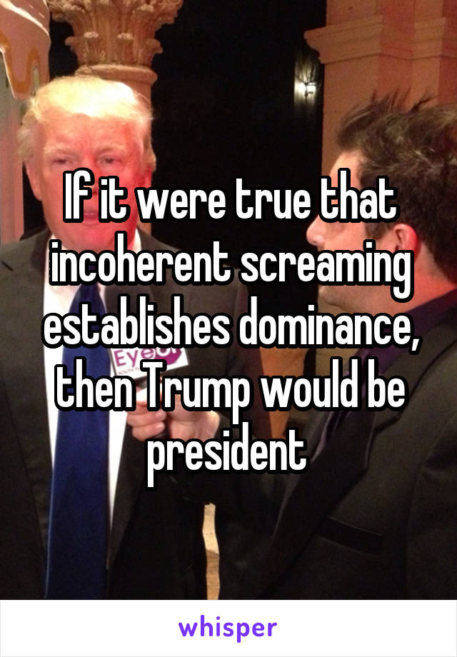 If it were true that incoherent screaming establishes dominance, then Trump would be president 