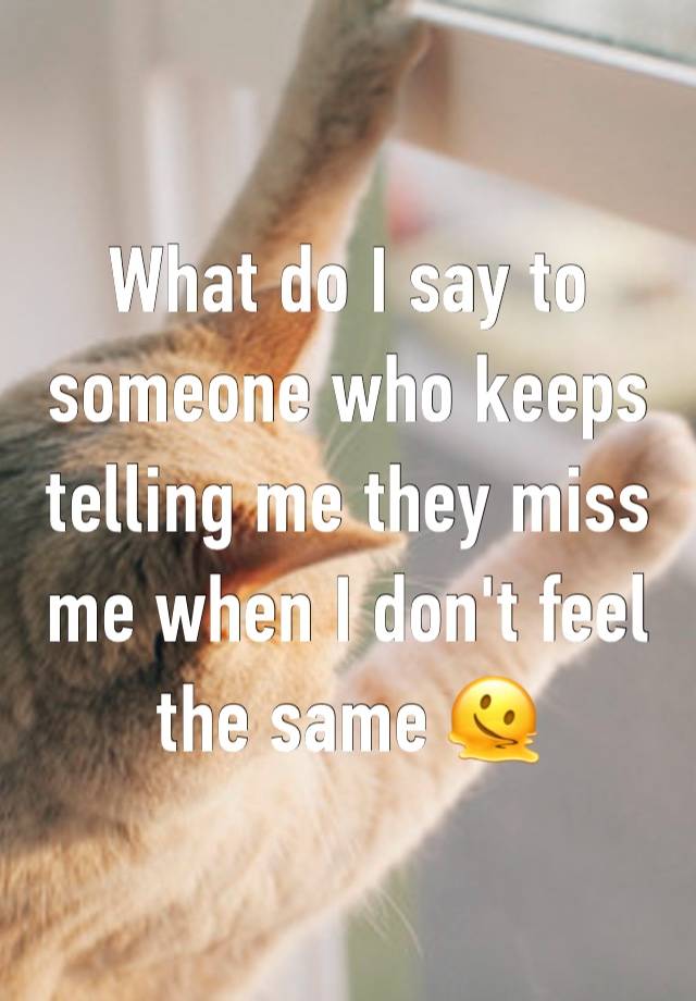 What do I say to someone who keeps telling me they miss me when I don't feel the same 🫠