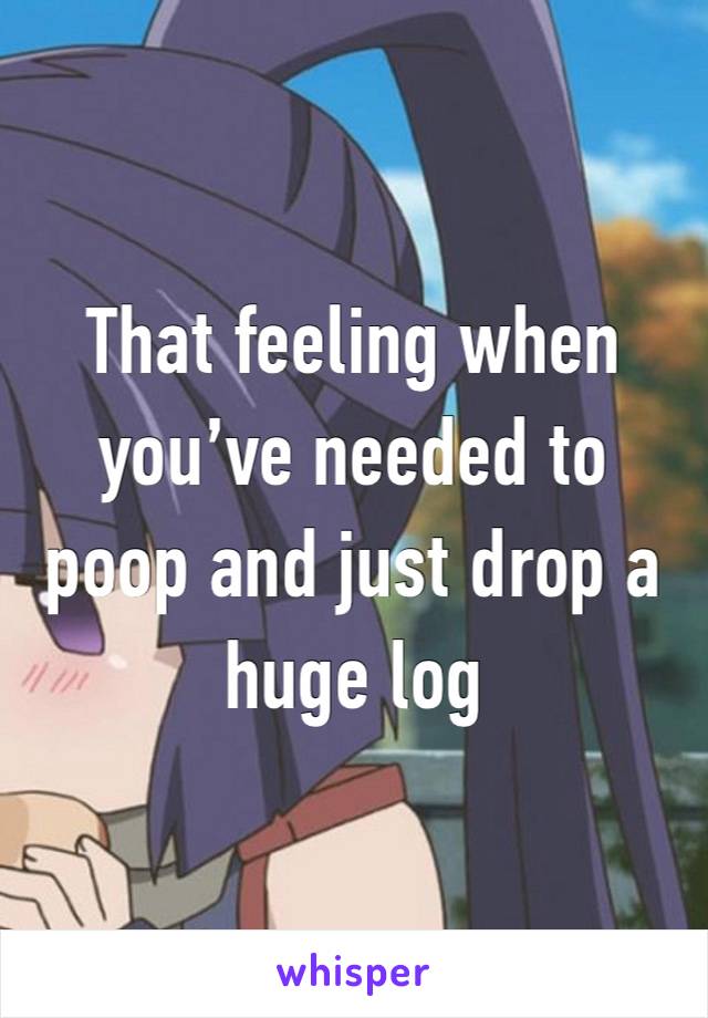 That feeling when you’ve needed to poop and just drop a huge log