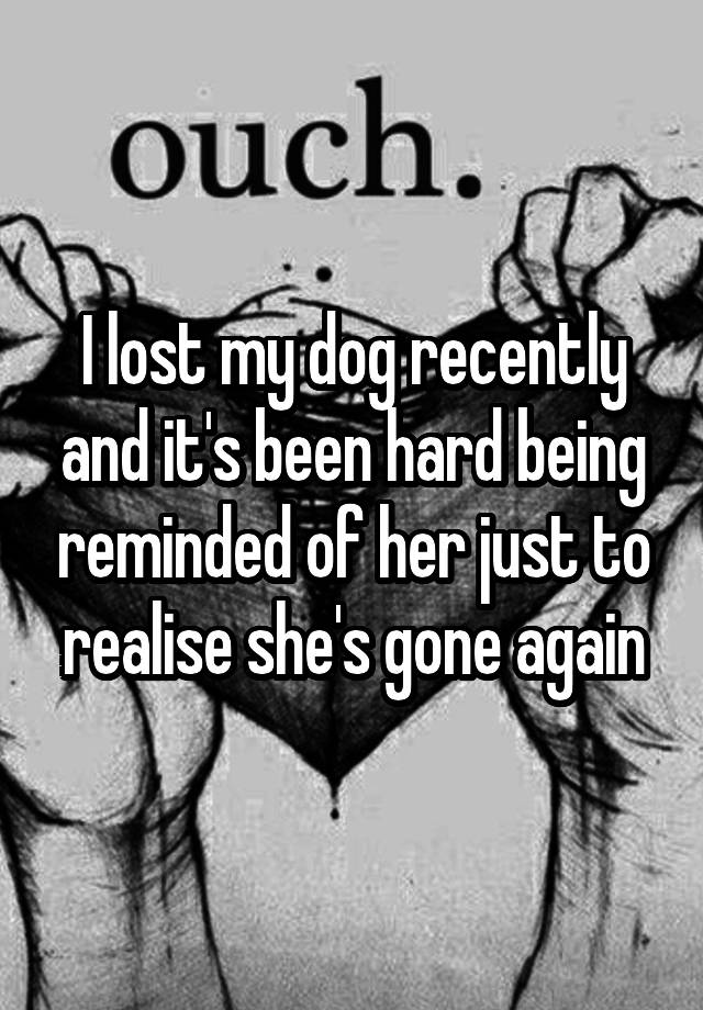 I lost my dog recently and it's been hard being reminded of her just to realise she's gone again